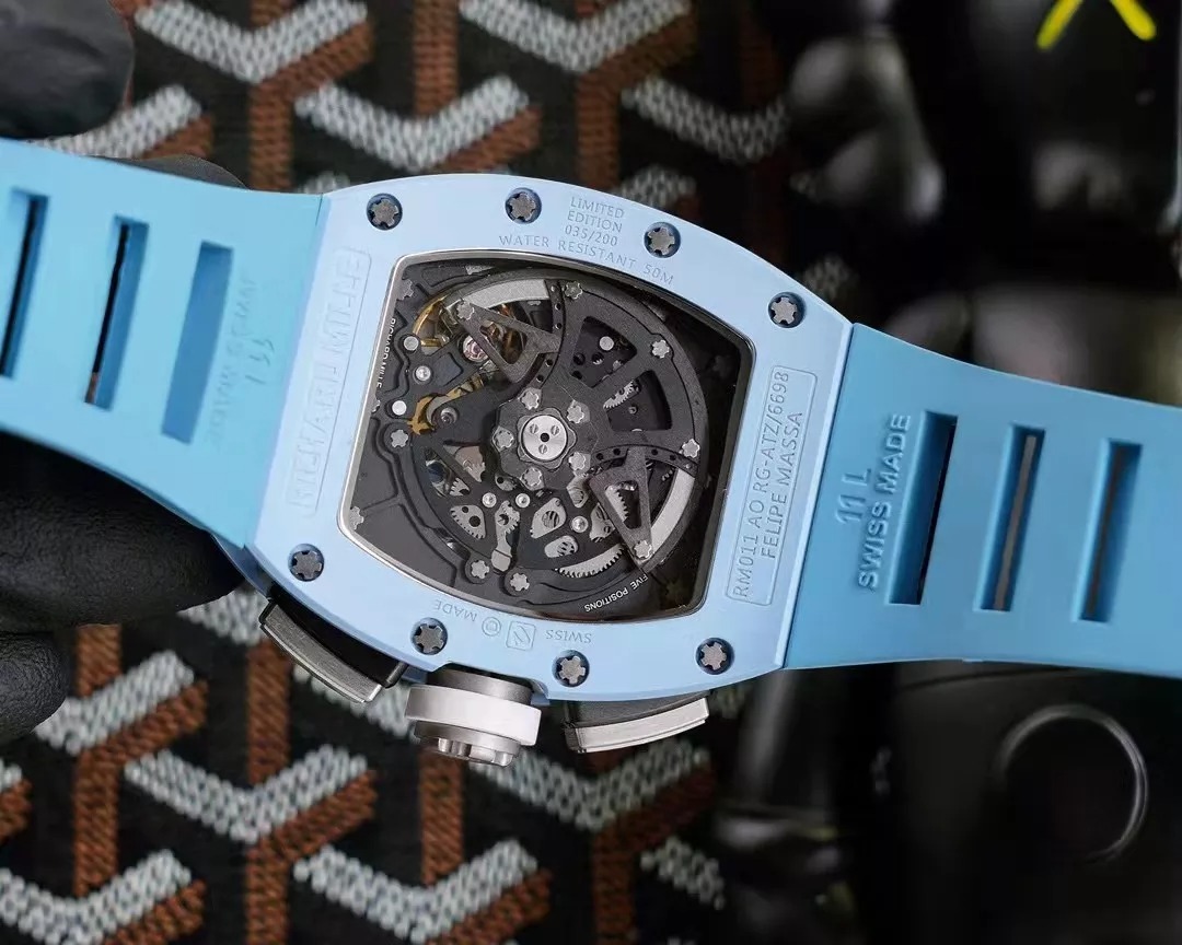 RM 11-03 Skeleton Dial Blue Bezel Blue Rubber Strap KV 7750