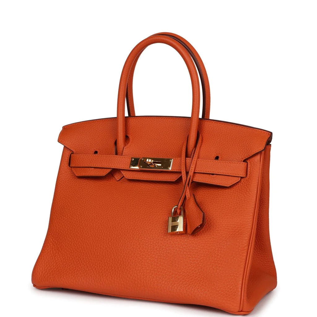 Pre-owned Hermes Birkin 30 Orange Togo Gold Hardware