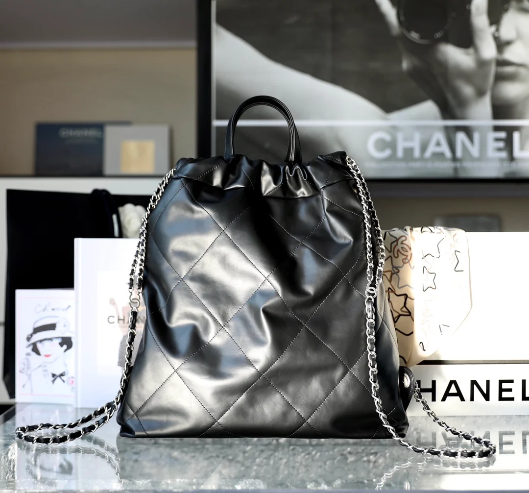 Chanel Large CHANEL 22 Backpack Black For Women, Women’s Bags 19.9in/51cm AS3313 B08037 NH627
