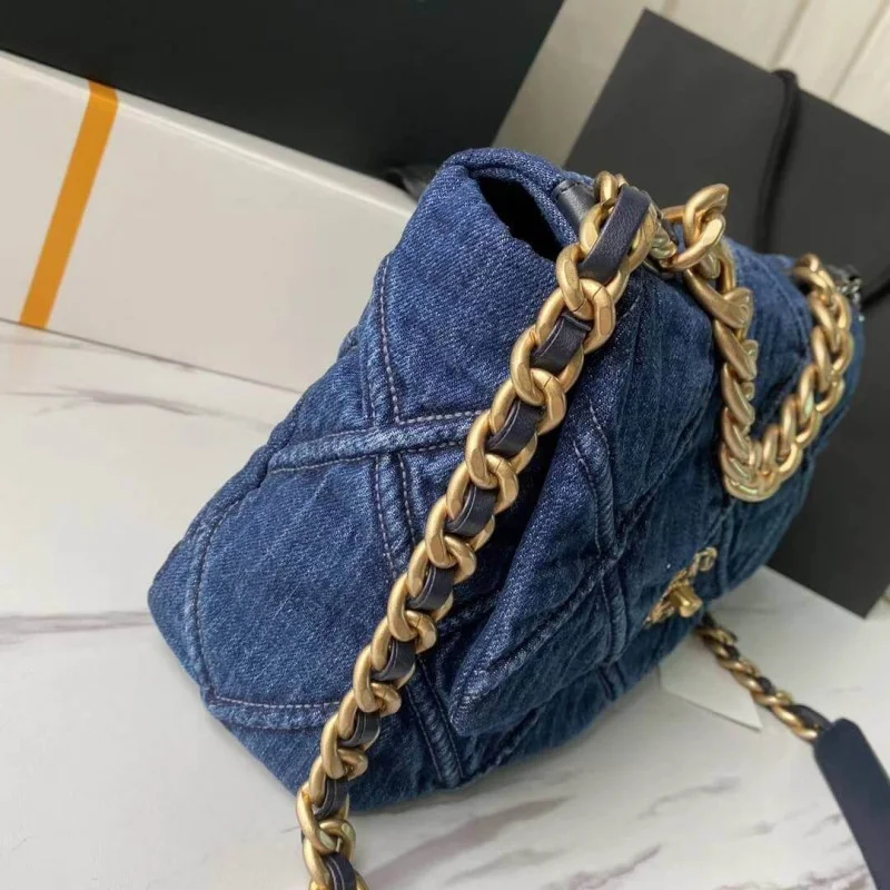 Chanel 19 Large Flap Bag As1161 Denim