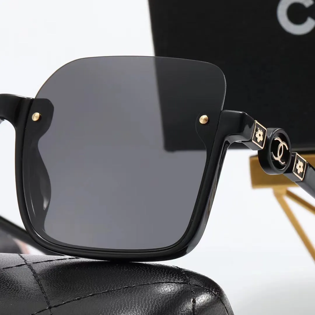 5-color fashion double C half-frame floral pattern temple polarized sunglasses