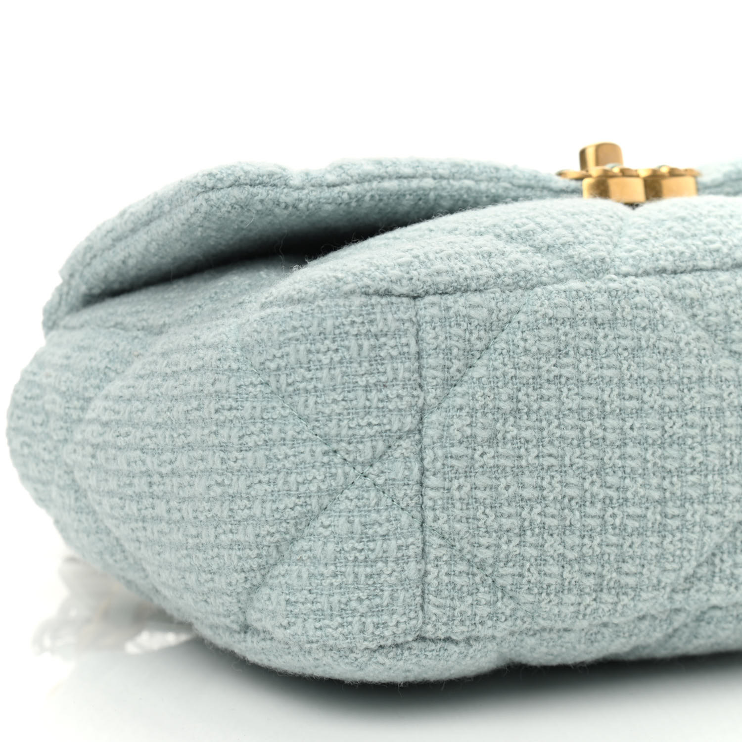 Tweed Mixed Fibers Quilted Medium Chanel 19 Flap Light Green