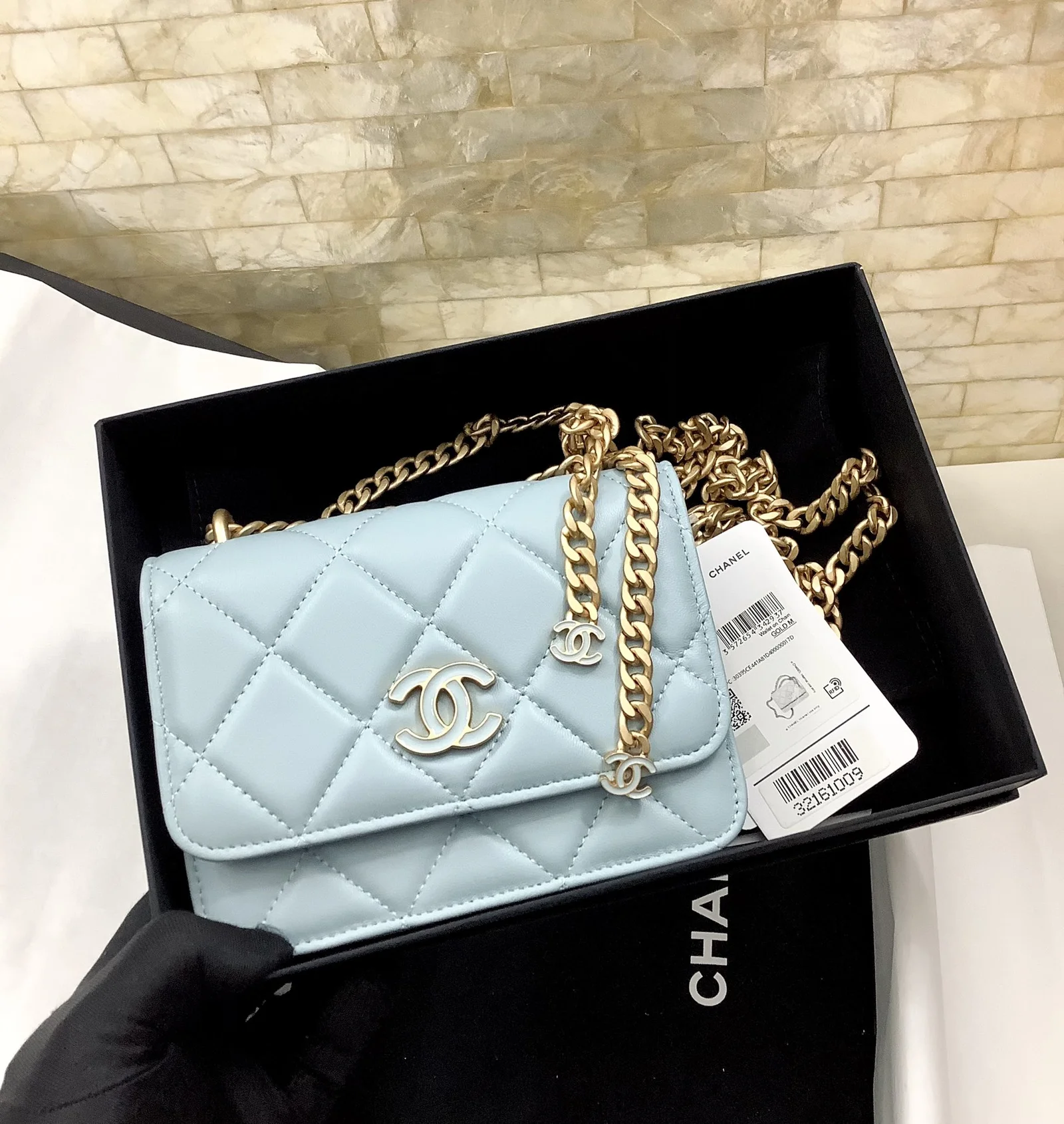 Chanel Spring And Summer 22C Turquoise For Women, Women’s Bags 6.1in/15.5cm