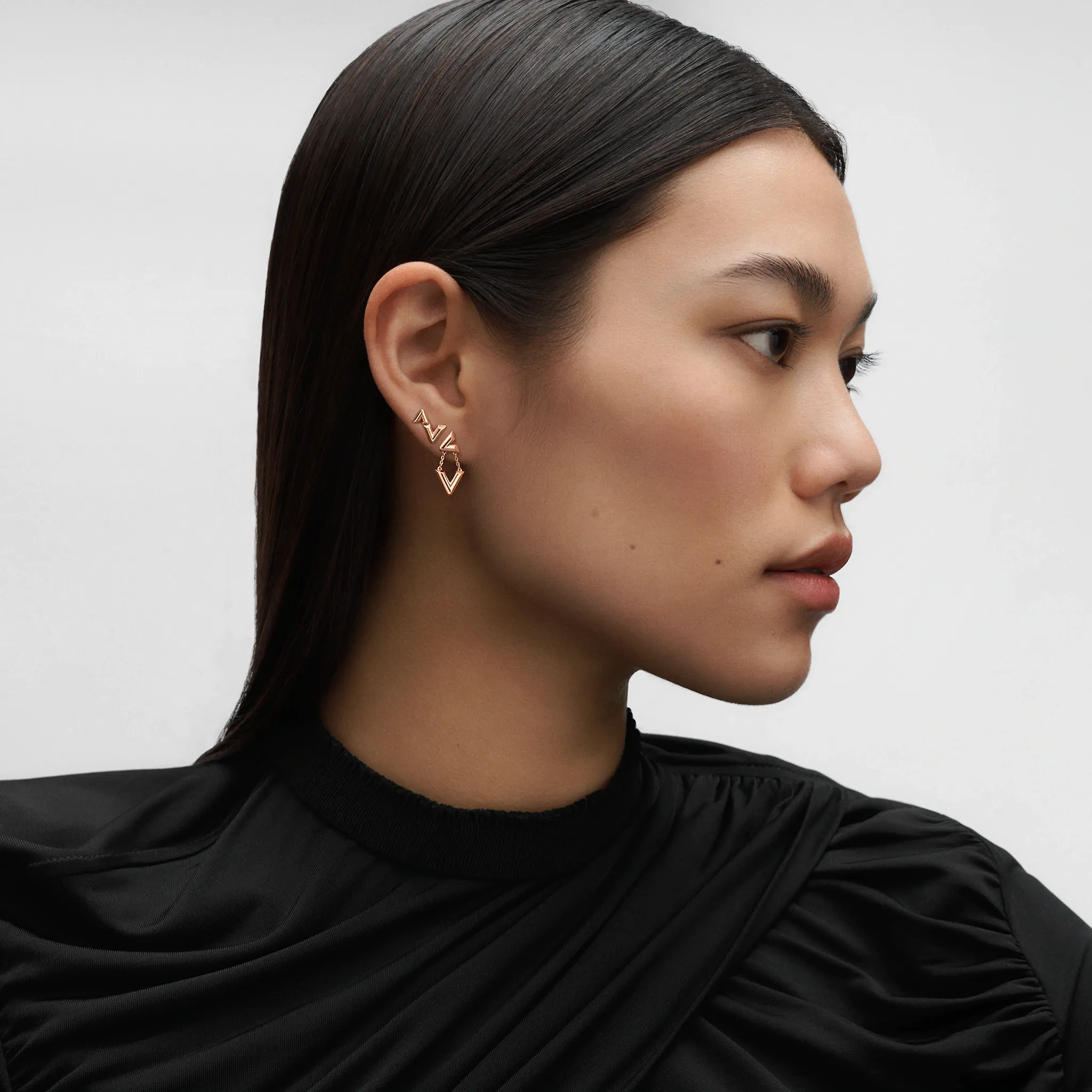 Louis Volt Upside Down Rose Gold Single Stud Earrings