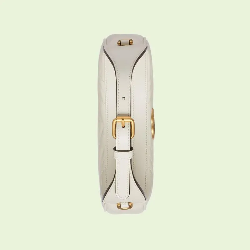 G Marmont Half-moon-shaped Mini White Bag