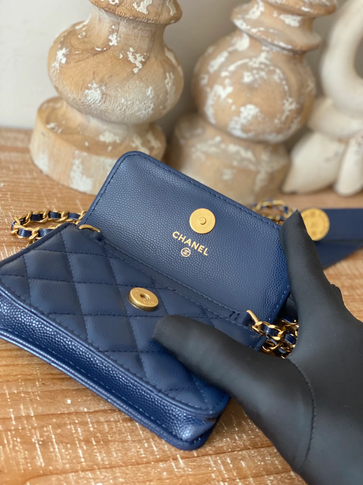 Chanel Clutch With Chain Blue For Women, Women’s Bags 4.8in/12.3cm