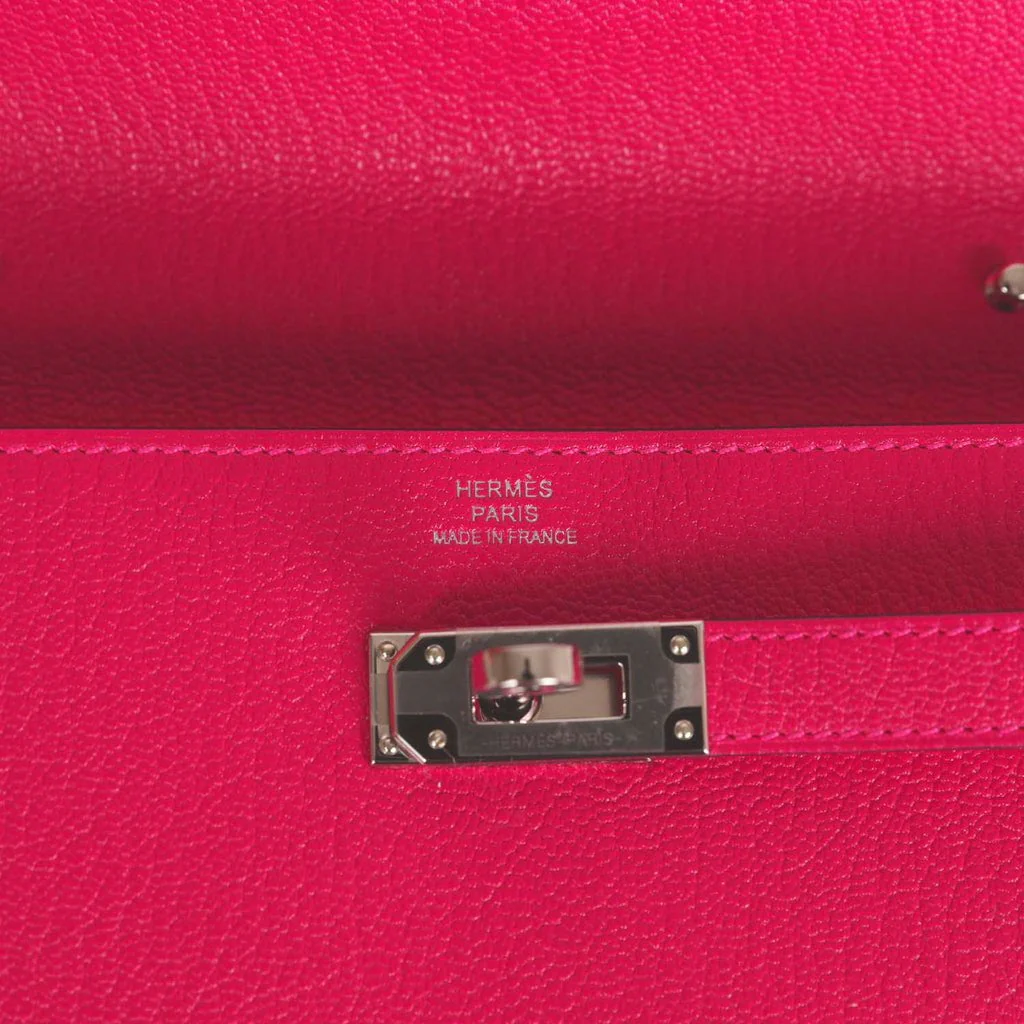 Hermes Kelly Wallet To Go Rose Mexico Chevre Palladium Hardware