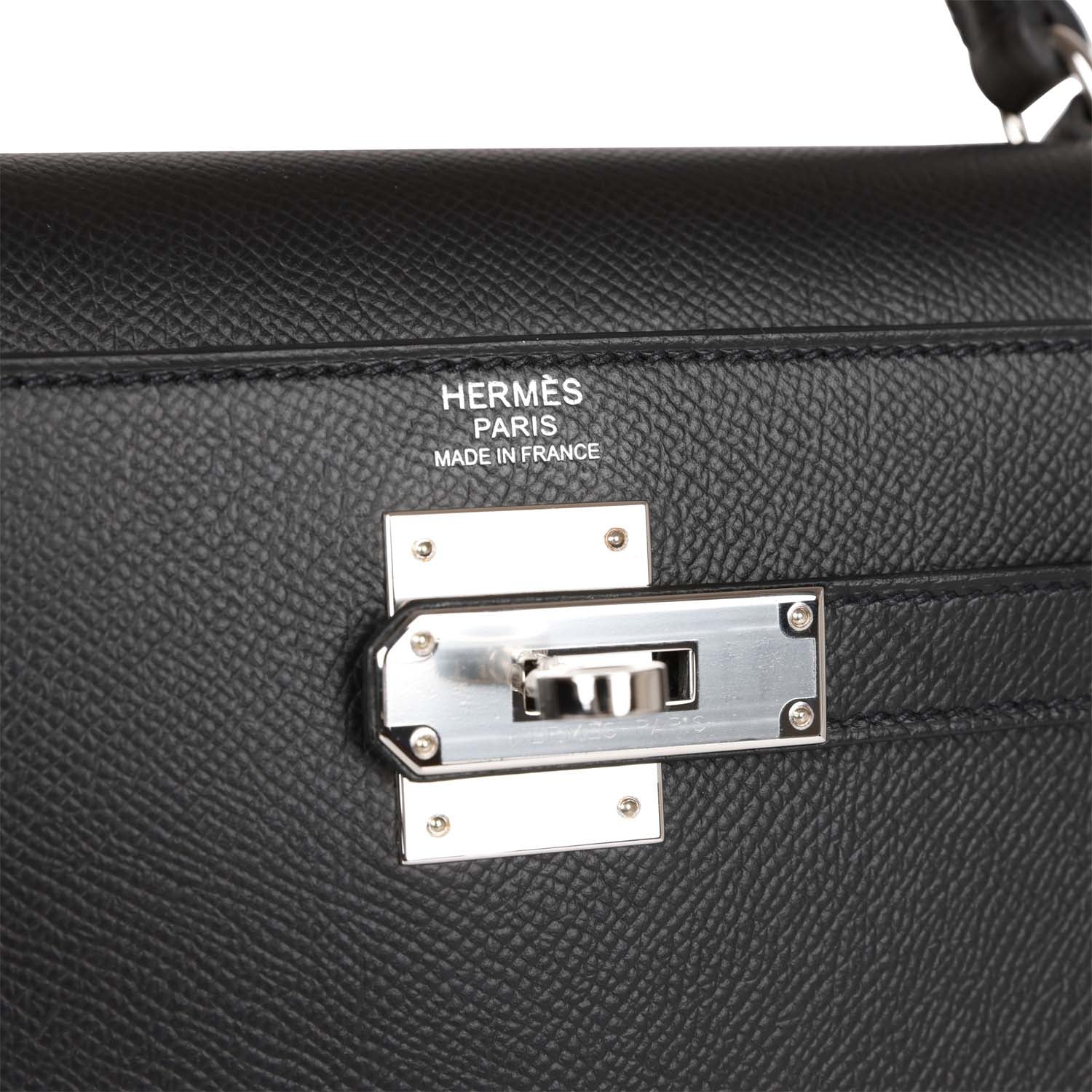 Hermes Kelly Sellier 32 Black Epsom Palladium Hardware