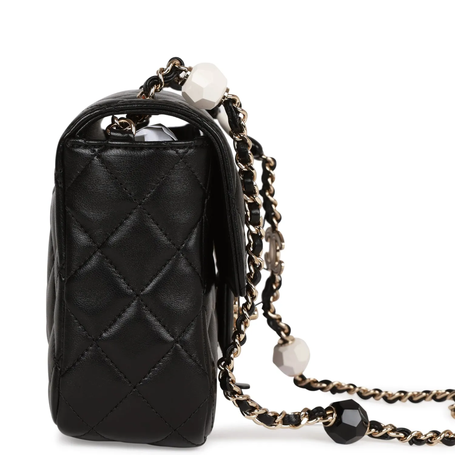 Candy Heart Mini Flap Bag Black Lambskin Enamel and Light Gold Hardware