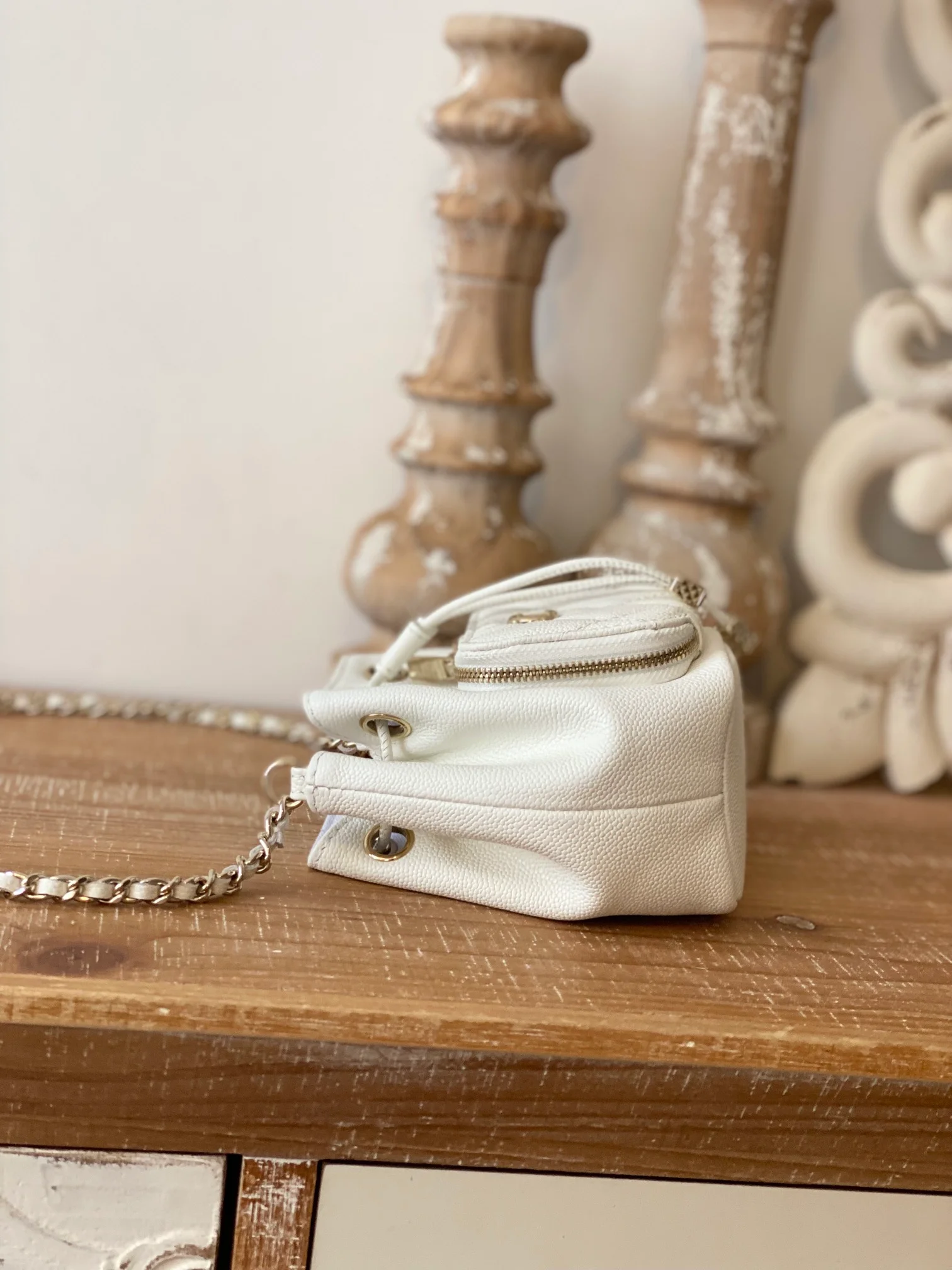 Chanel Mini Bucket Bag With Strap White For Women, Women’s Bags 4.9in/12.5cm AP2913 B05052 10601