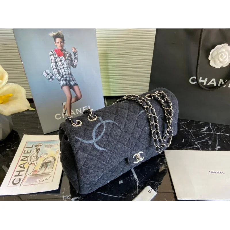 Chanel Denim Class-Flap Jumbo Large Bag As2072