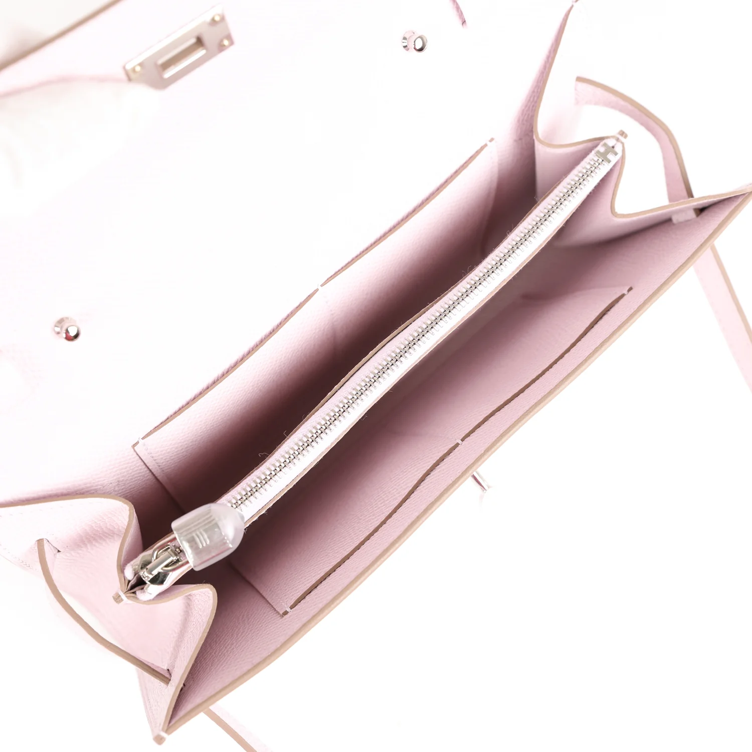 Hermes Kelly Wallet To Go Mauve Pale Epsom Palladium Hardware