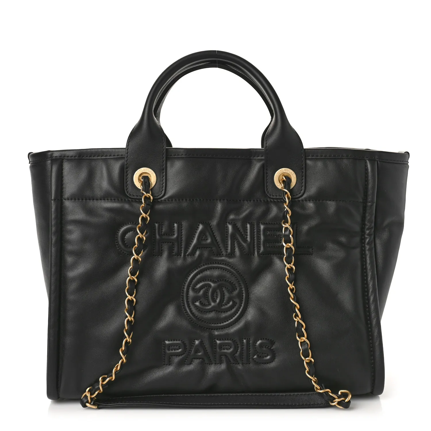 Calfskin Small Deauville Tote Black
