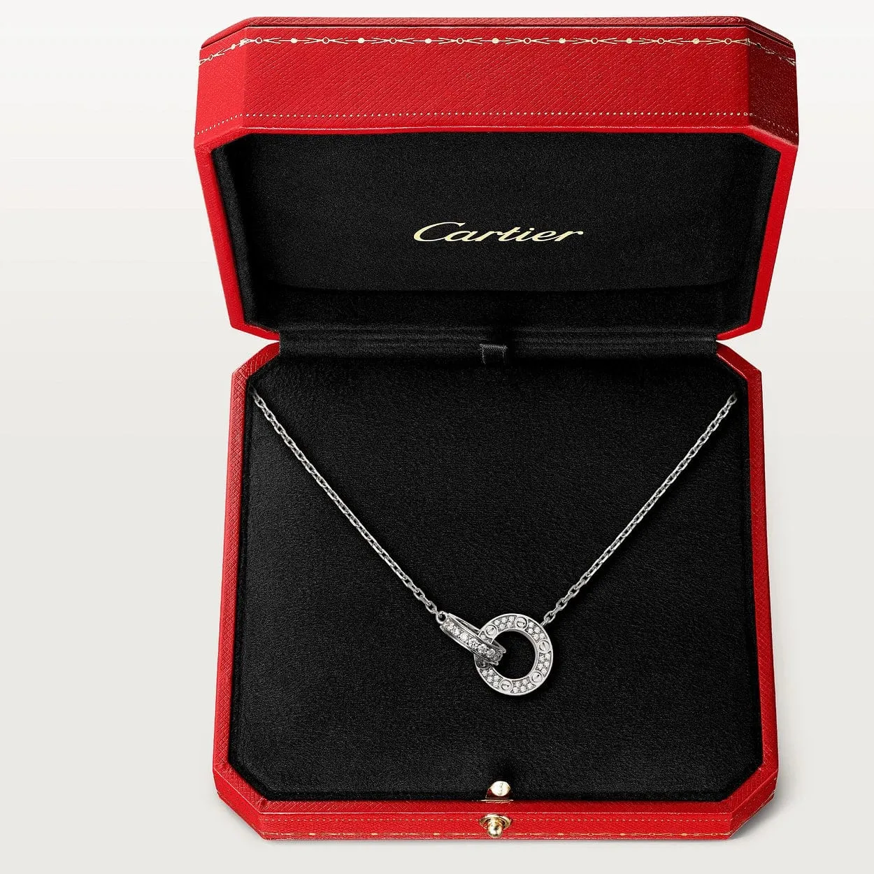 car Love Necklace Interlocking Circles Necklace With Diamond Paved