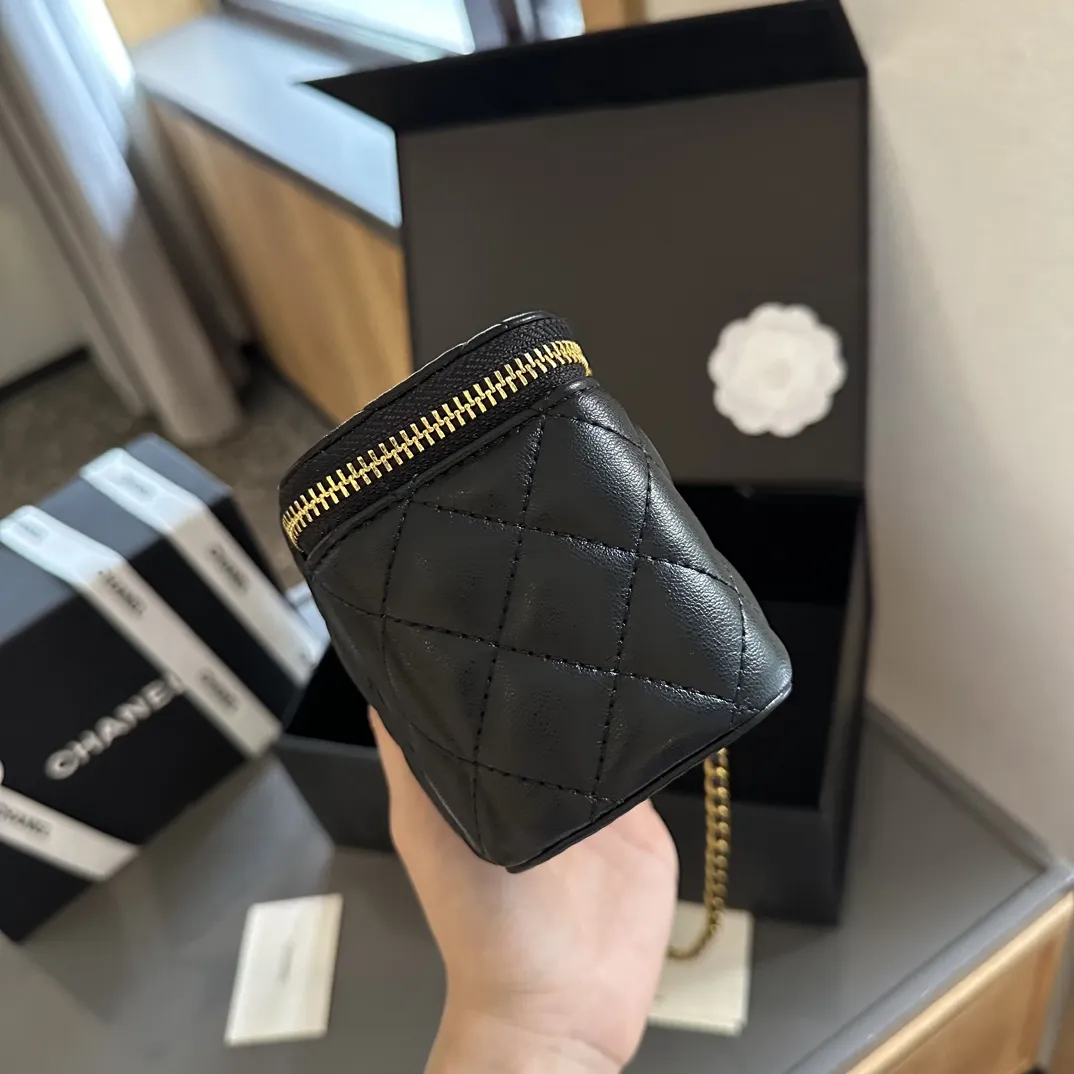 Pearl Crush Vanity Case with Chain Quilted Lambskin Mini