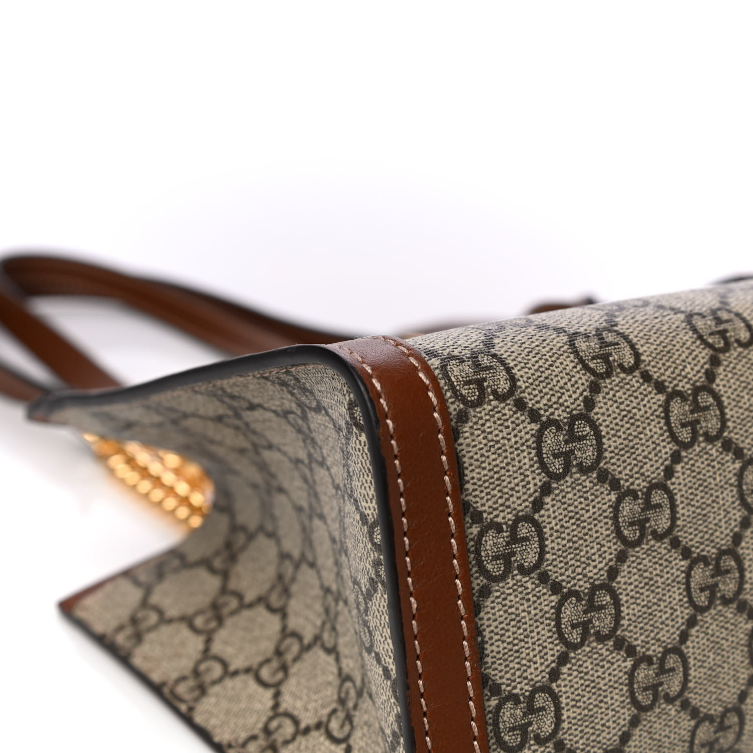 GG Supreme Monogram Calfskin Small Padlock Tote Beige Ebony Tuscany