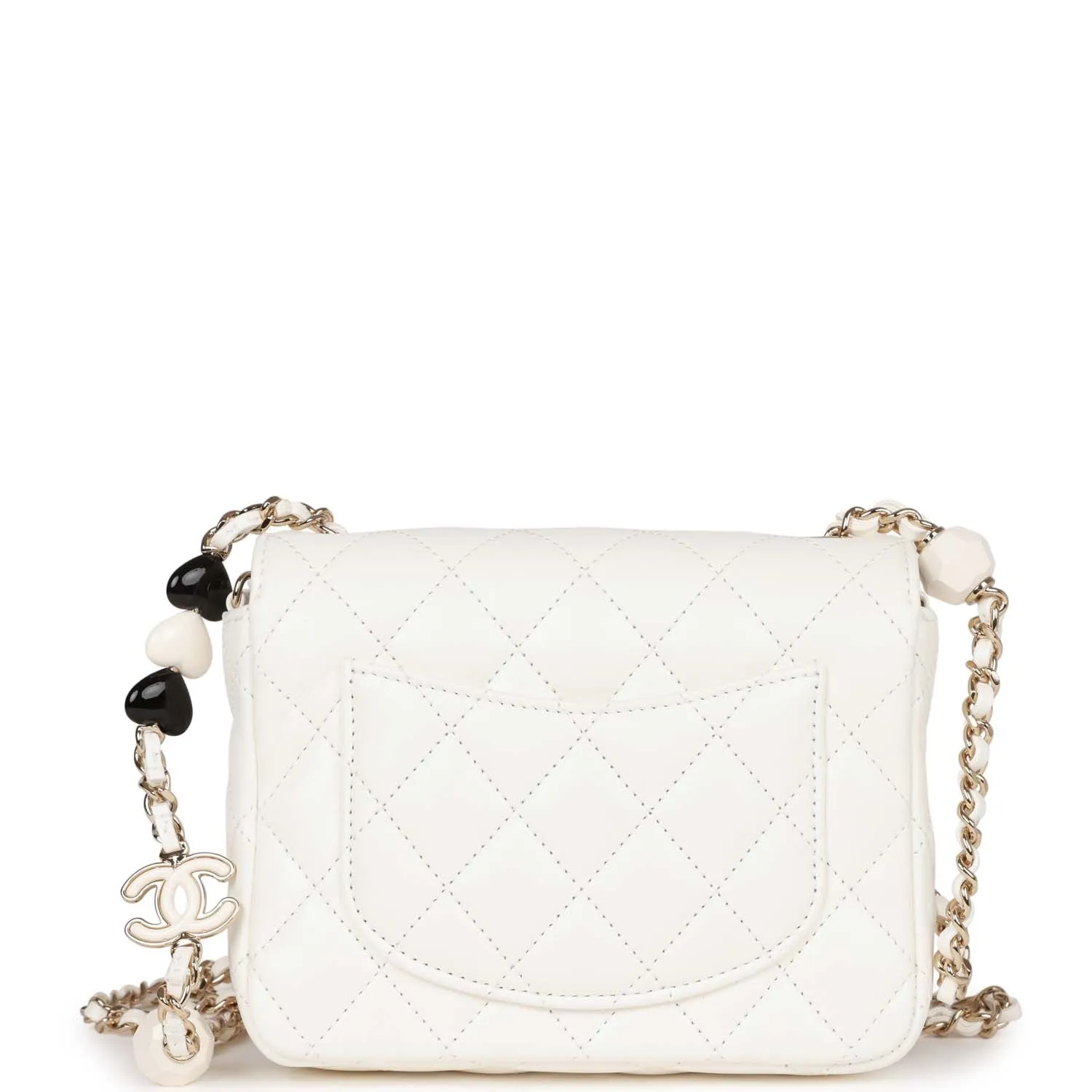 Sweet Mini Square Flap Bag White Lambskin Light Gold Hardware