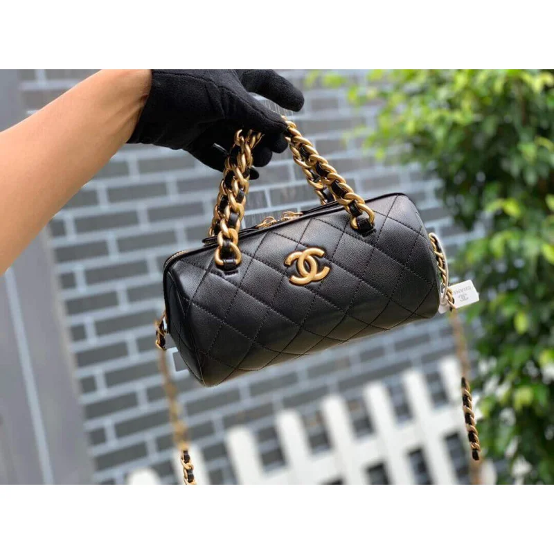 Chanel Shiny Lambskin Small Bowling Bag As1899