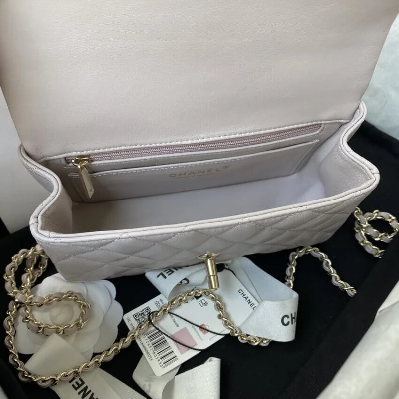Chanel Mini Flap Bag With Top Handle As2431 In Iridescent Lambskin