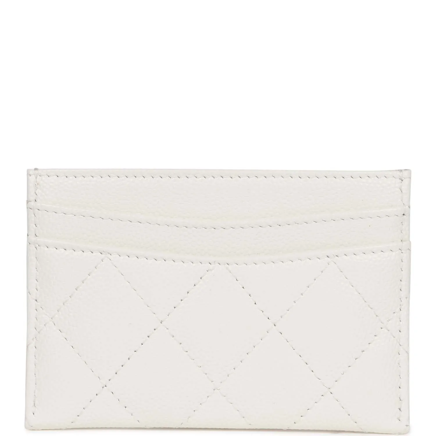 Card Holder Wallet White Caviar Light Gold Hardware