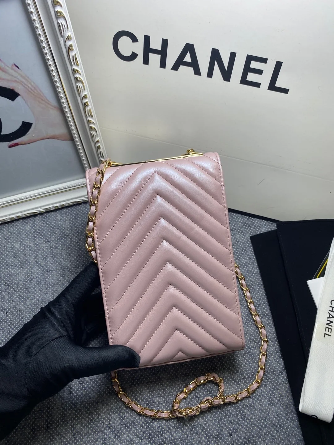Chanel Chevron Trendy Cc Phone Light Purple Bag For Women 18cm/7in