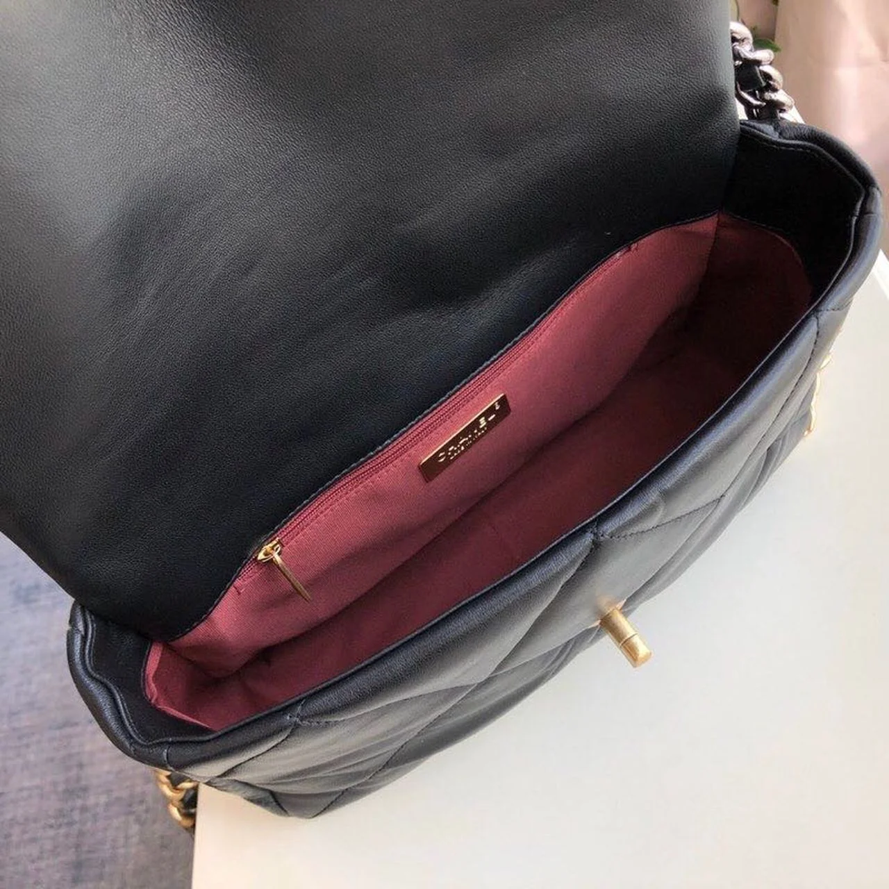 Chanel 19 HandBag Black For Women 11.8in/30cm