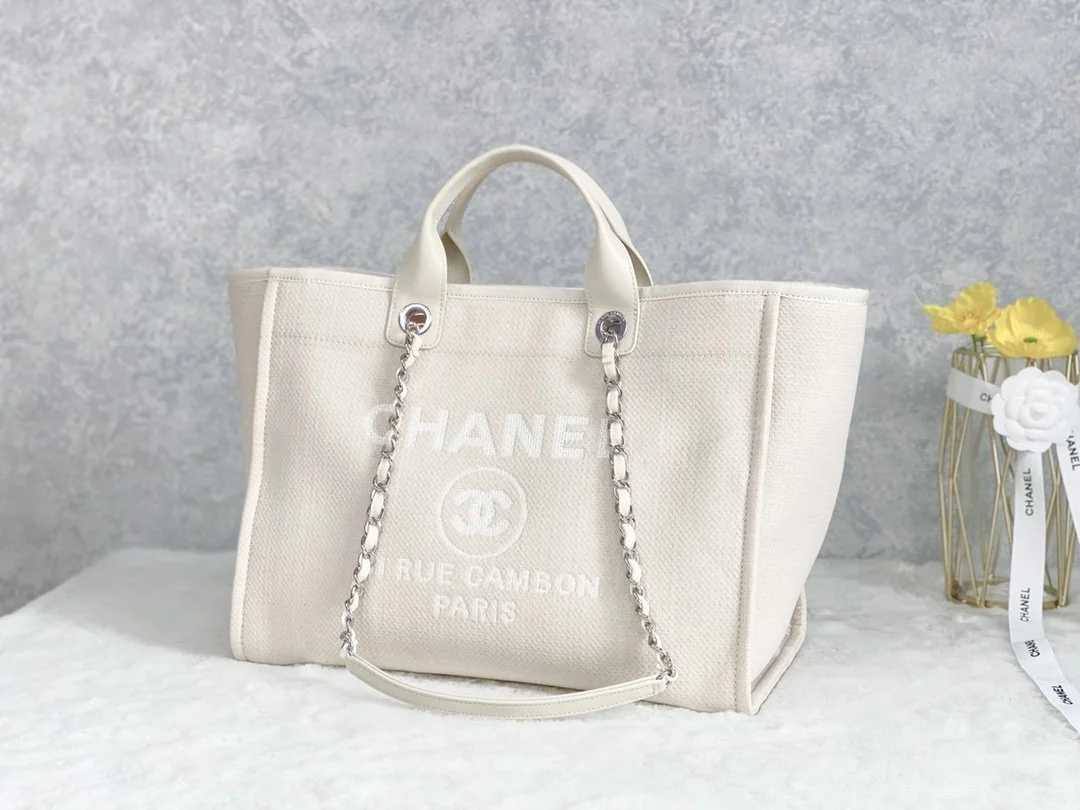 Chanel Small Shopping Bag Silver Hardware Cream For Women, Women’s Handbags, Shoulder Bags 15.2in/39cm AS3257