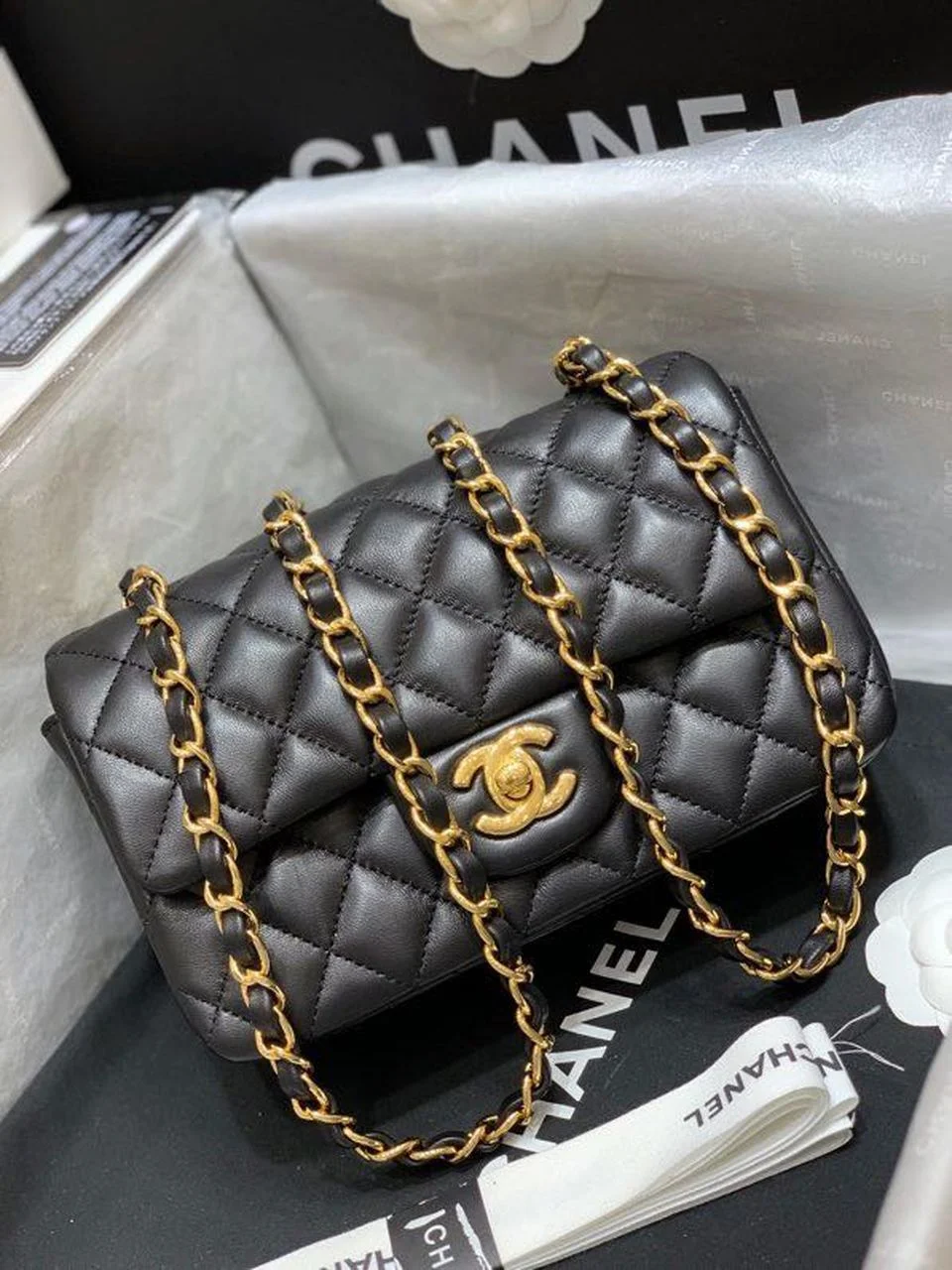 Chanel Classic Flap Bag Gold Toned Hardware Black For Women, Women’s Bags, Shoulder And Crossbody Bags 7.8in/20cm A01116