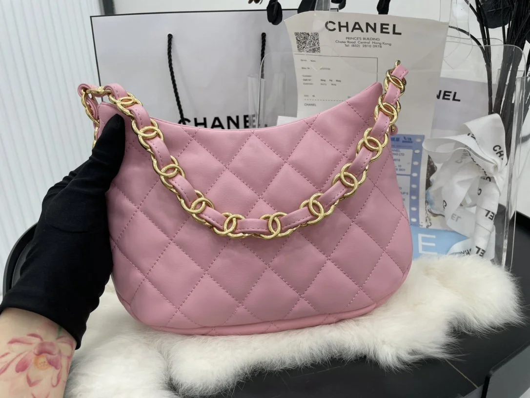 Chanel Hobo Handbag Pink For Women, Women’s Bags 9.4in/24cm