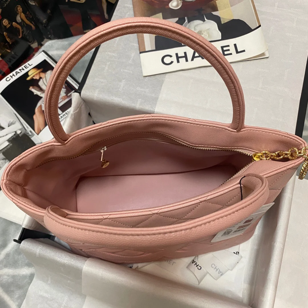 Chanel Medallion Tote Gold Hardware Caviar Pink For Women, Women’s Handbags, Shoulder Bags 15.6in/32cm