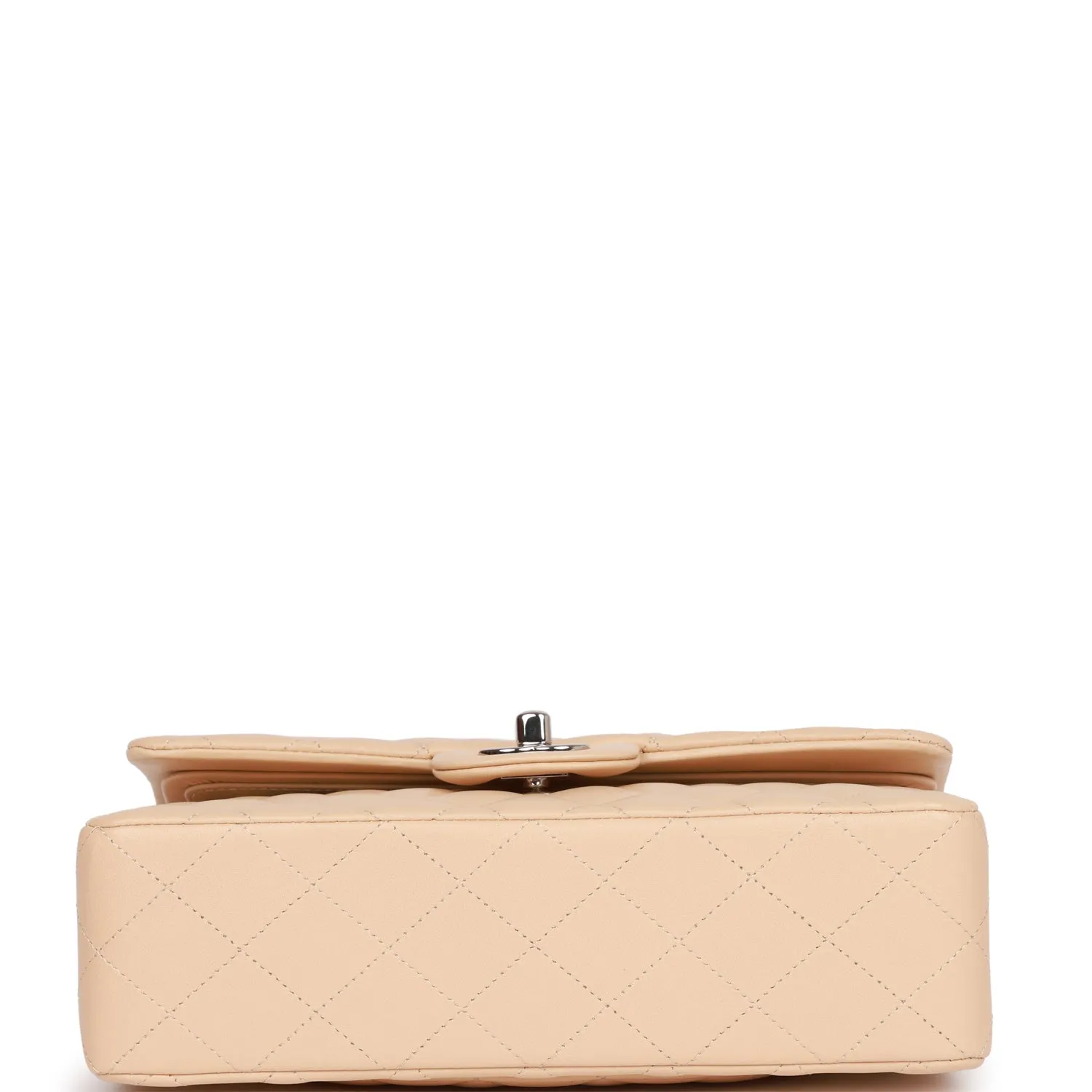 Small Classic Double Flap Beige Lambskin Silver Hardware