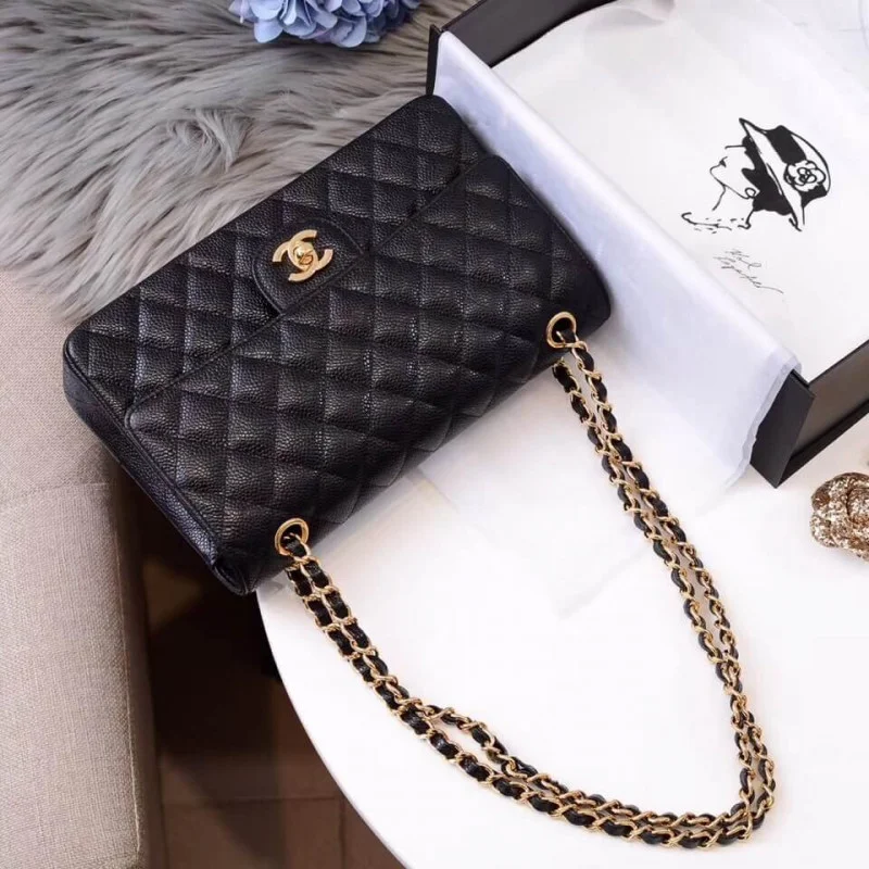 Chanel Caviar Calfskin Class-Flap Bag A01112 Black