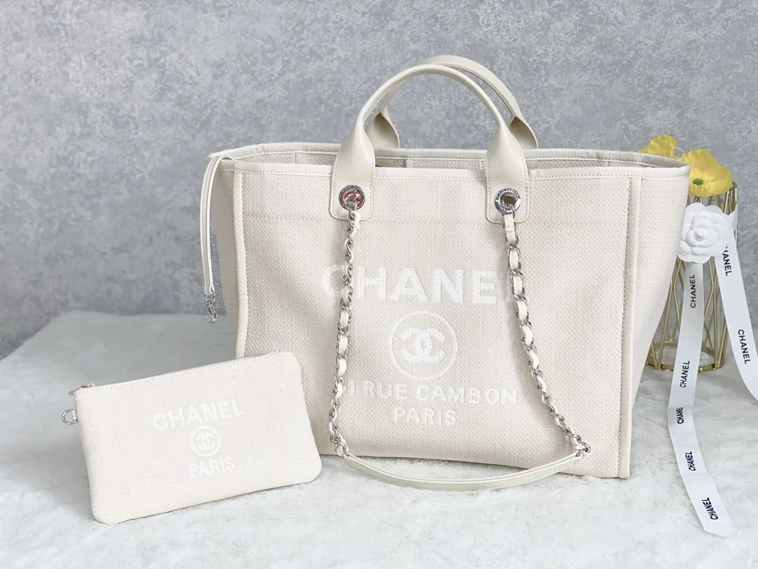 Chanel Small Shopping Bag Silver Hardware Cream For Women, Women’s Handbags, Shoulder Bags 15.2in/39cm AS3257