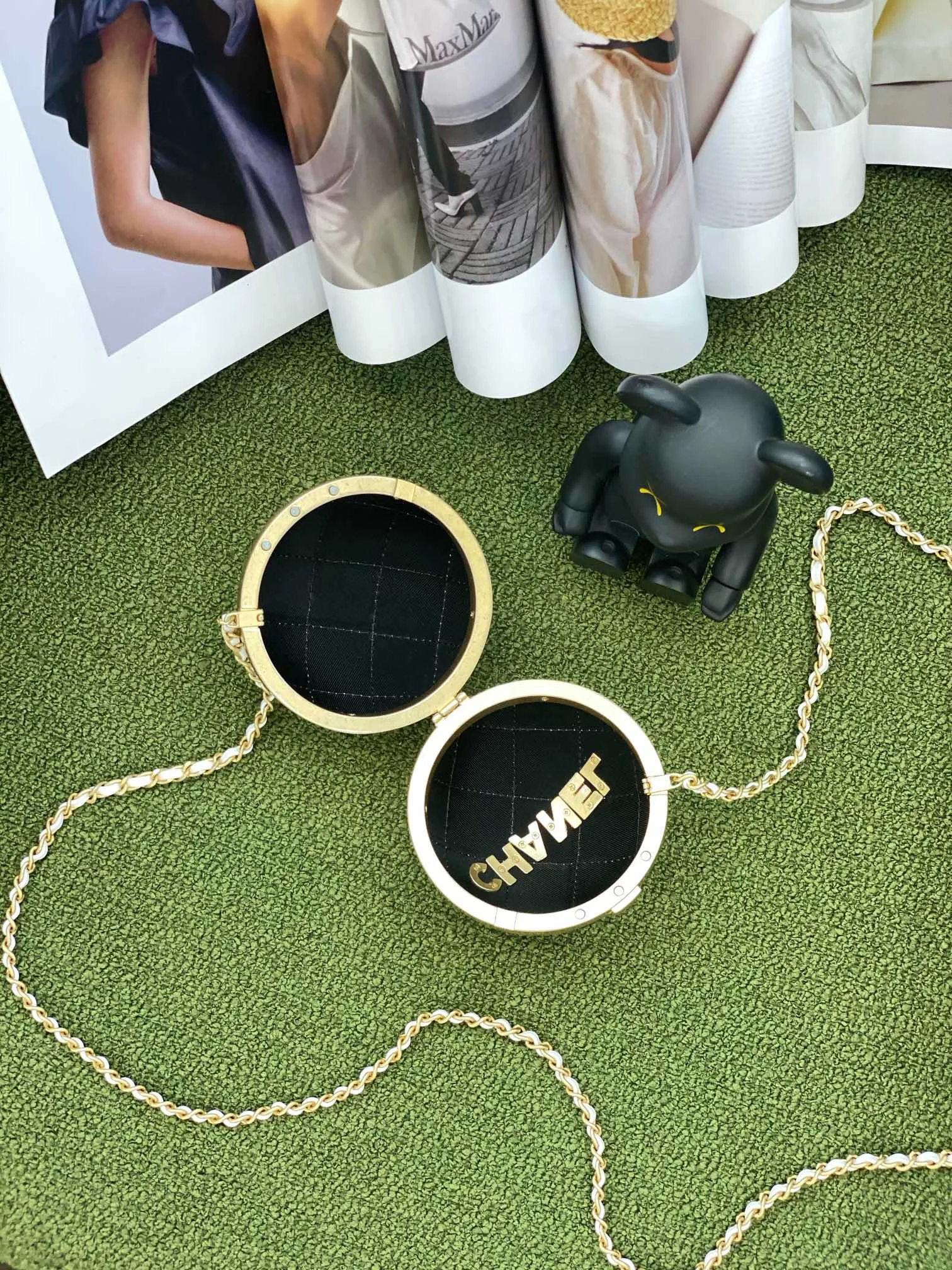 Chanel Ball Bag Black and Gold Chain Bag For Women 8cm/3.15in