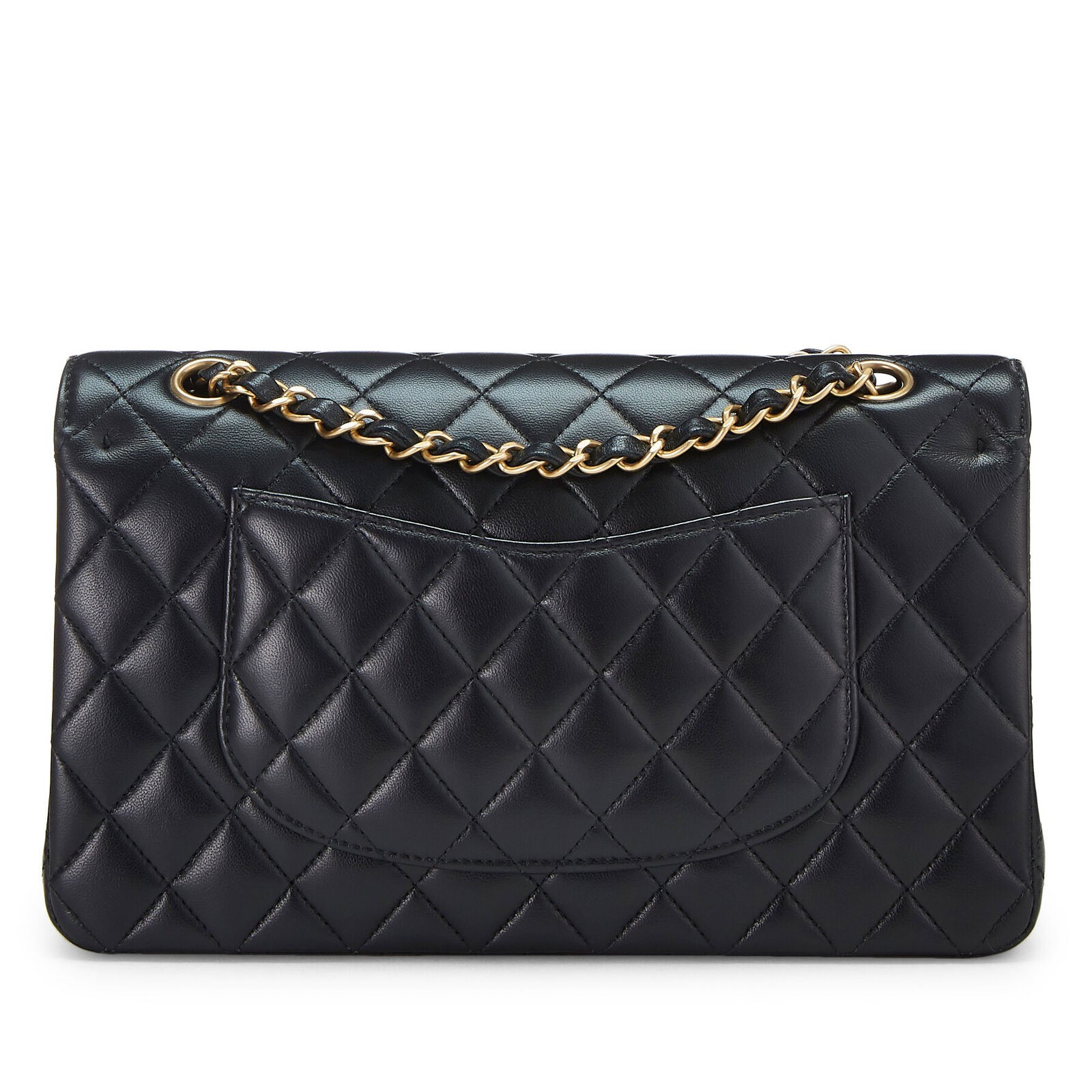 BLACK QUILTED LAMBSKIN LUCKY CHARM CLASSIC DOUBLE FLAP MEDIUM