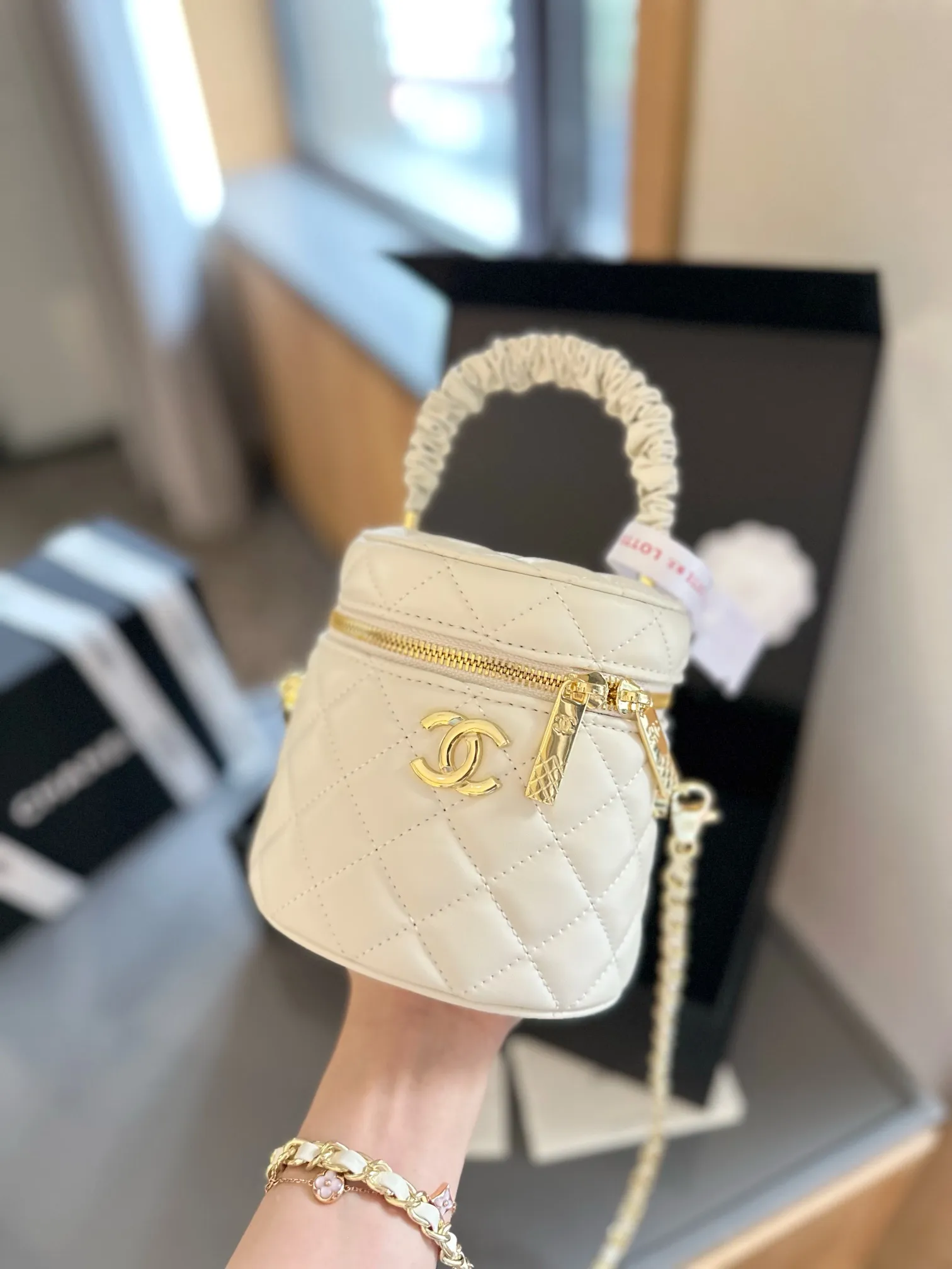 Vanity Case with Chain Quilted Lambskin Mini