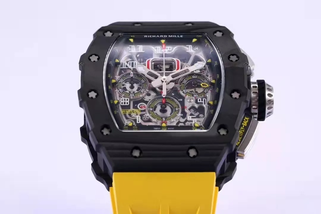 RM 11-03 Skeleton Dial Black Bezel Yellow Rubber Strap KV 7750