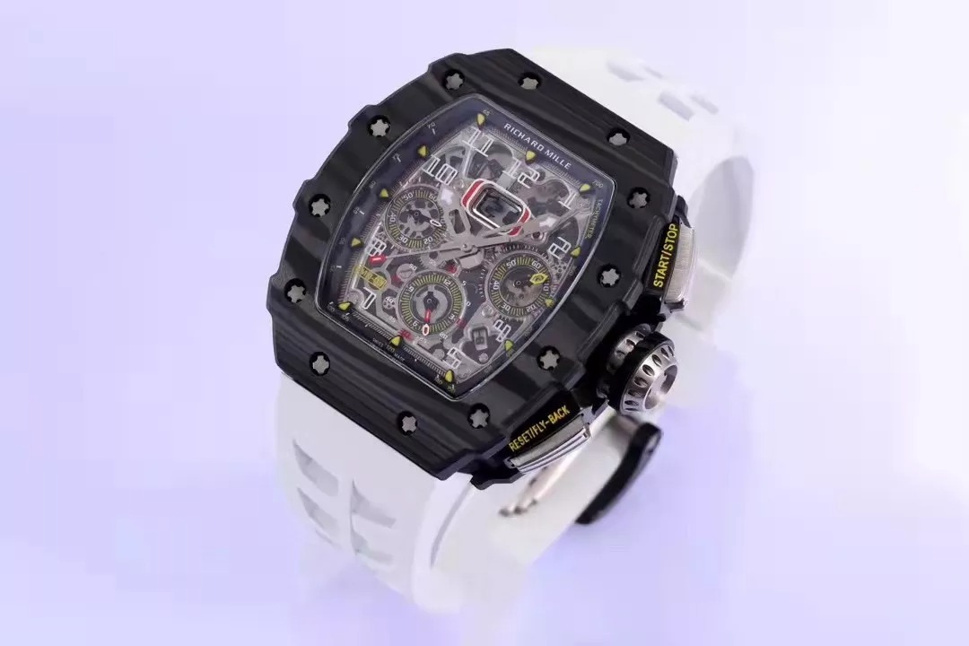 RM 11-03 Skeleton Dial Black Bezel White Rubber Strap KV 7750