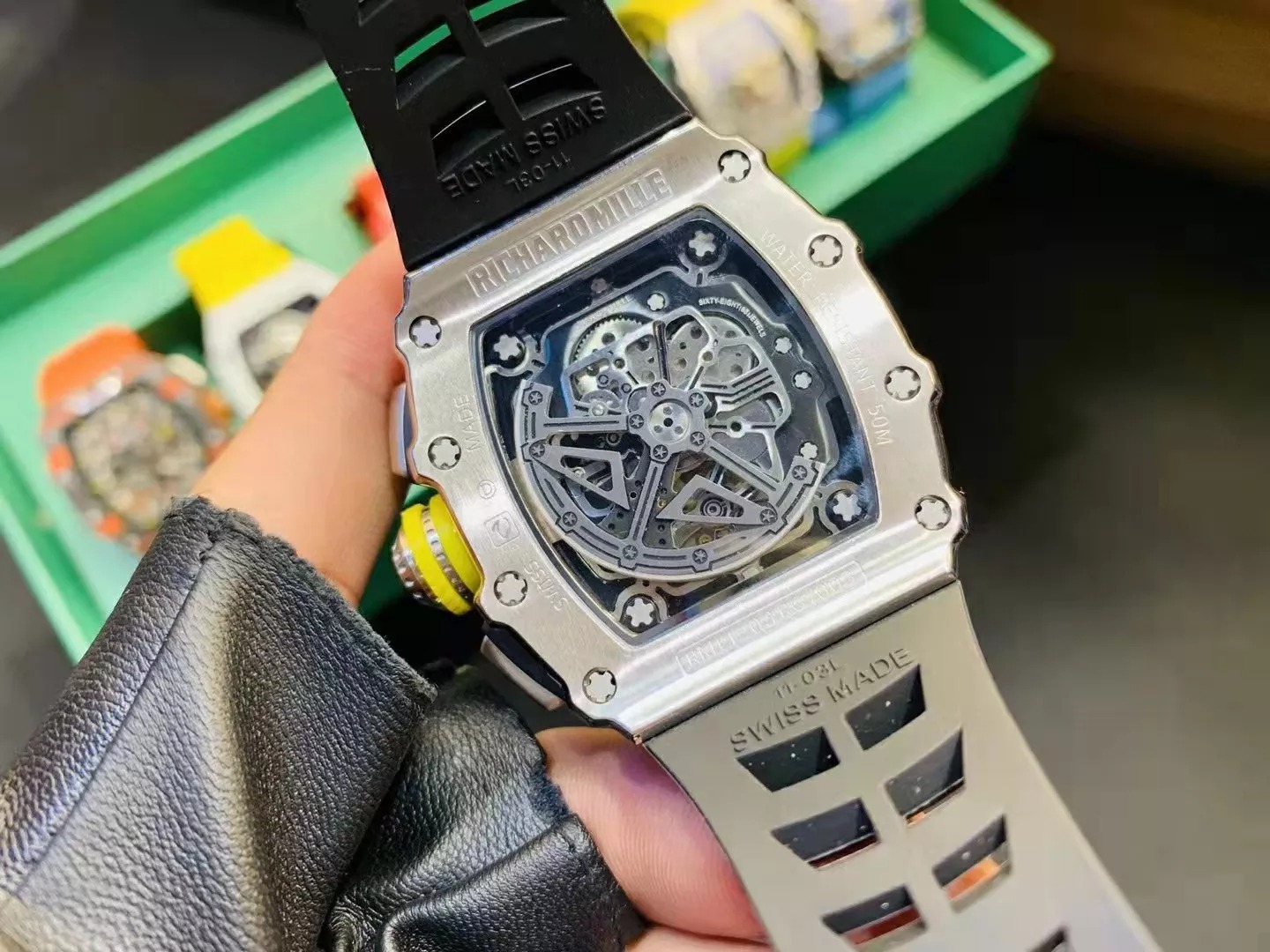 RM 11-03 Skeleton Dial White Bezel Black Rubber Strap ZY 7750