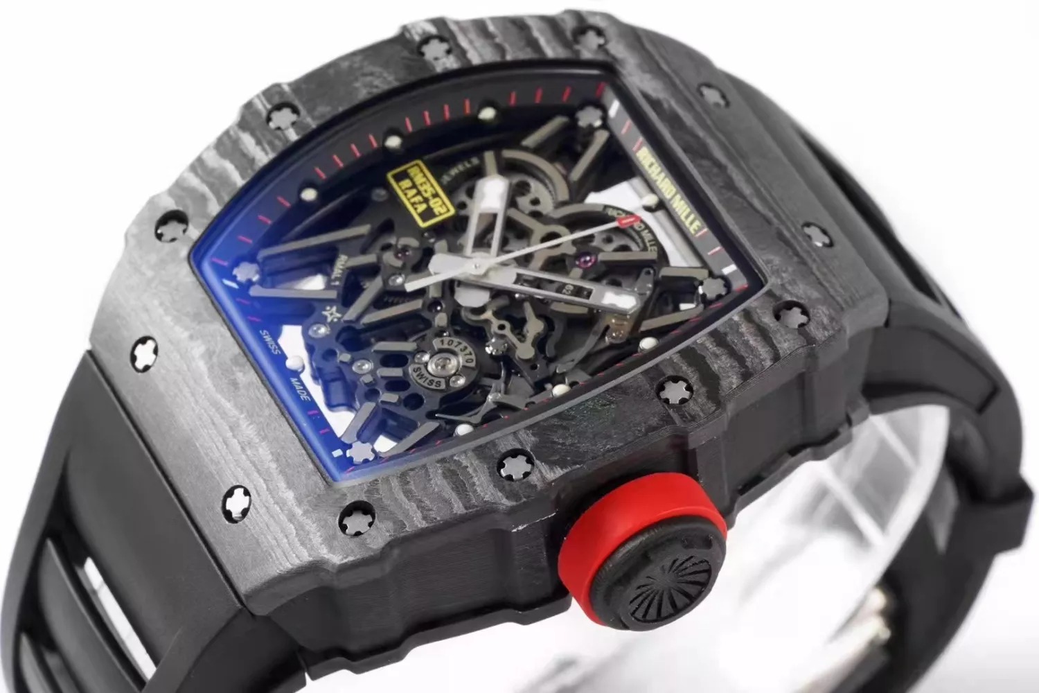 RM 35-02 Black Bezel Red Markers Black Rubber Strap ZF RUML3