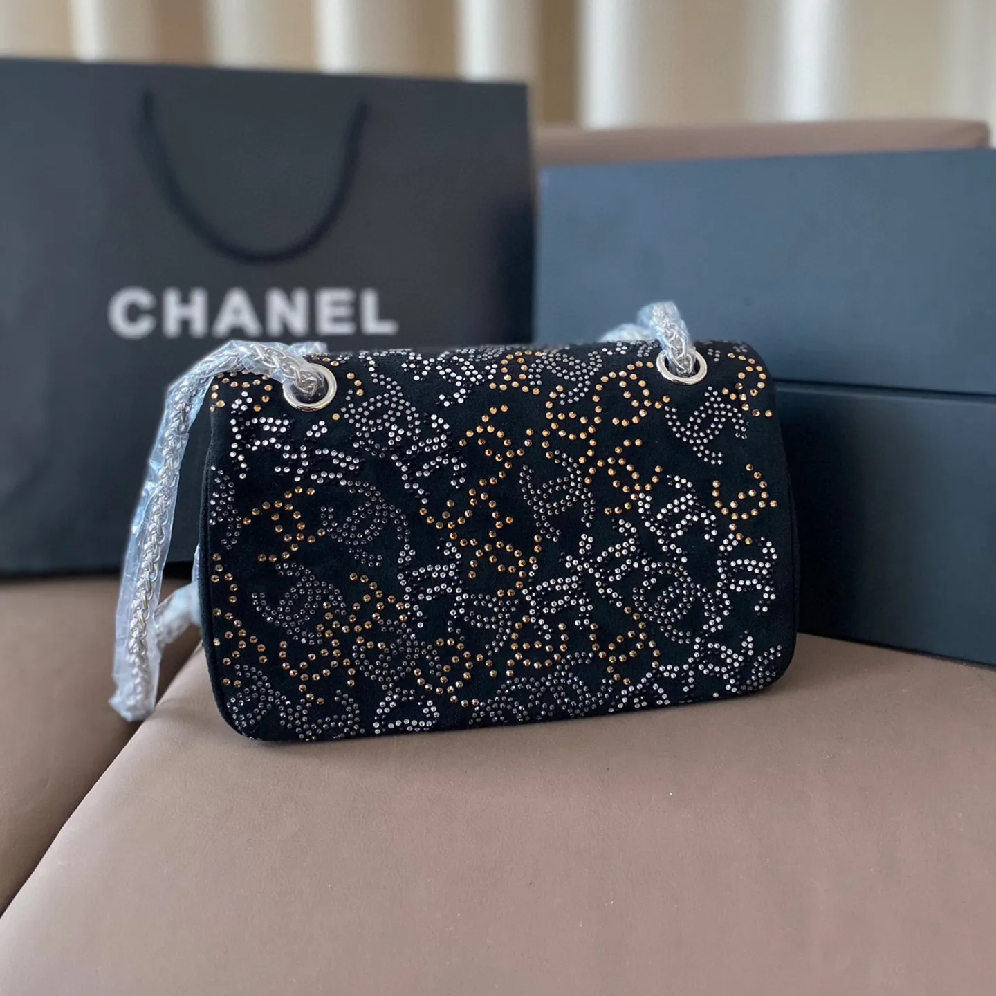 PARIS-SHANGHAI STUDDED CC FLAP BAG