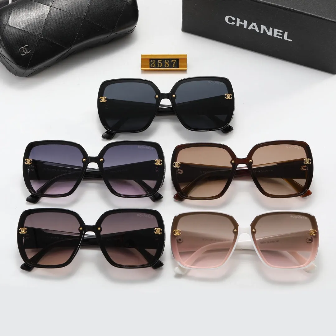 5-Color Fashion CC Printed Letter Temple Polarized Sunglasses