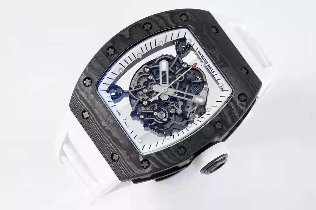 RM055 Skeleton White Dial Black Bezel White Rubber Strap ZF RMUL2