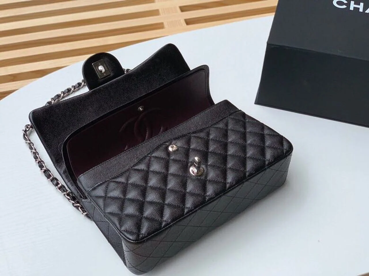 Chanel Classic Handbag Silver Hardware BlackFor Women, Women’s Bags, Shoulder And Crossbody Bags 10.2in/26cm A01112