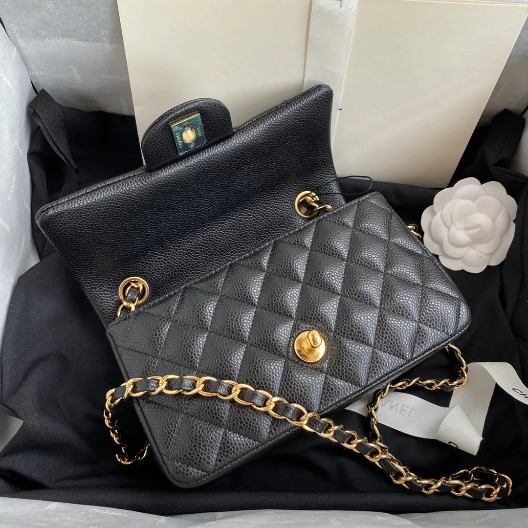 Chanel Mini Classic Handbag Black For Women 6.7in/17cm