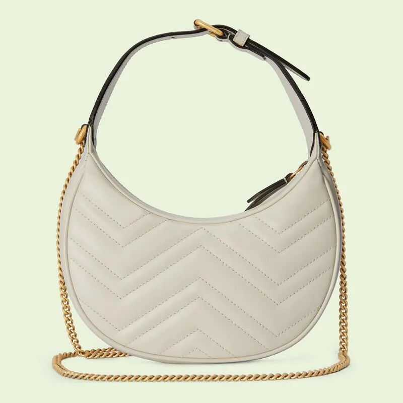 G Marmont Half-moon-shaped Mini White Bag