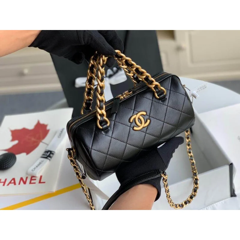 Chanel Shiny Lambskin Small Bowling Bag As1899