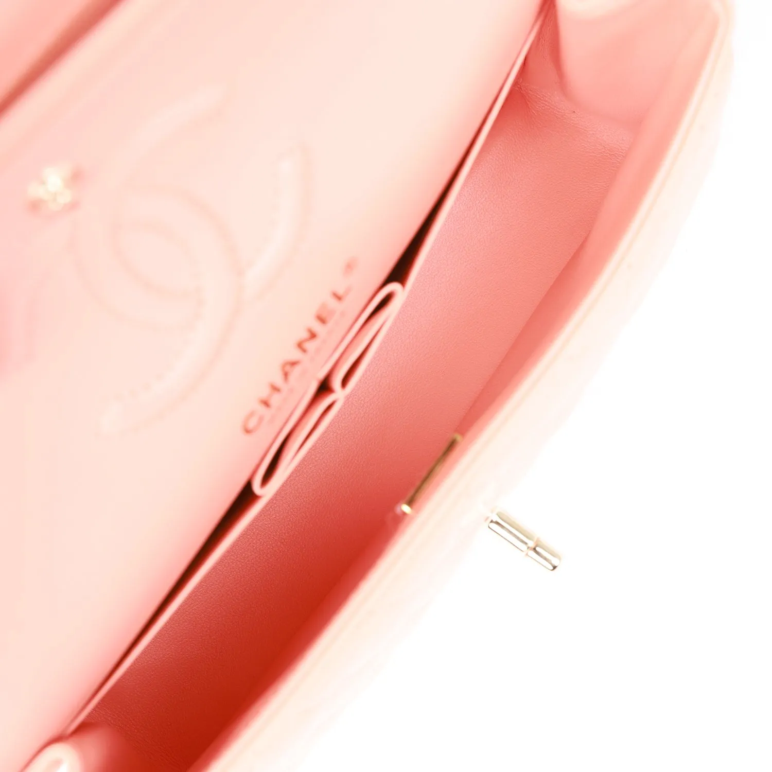 Small Classic Double Flap Pink Lambskin Light Gold Hardware