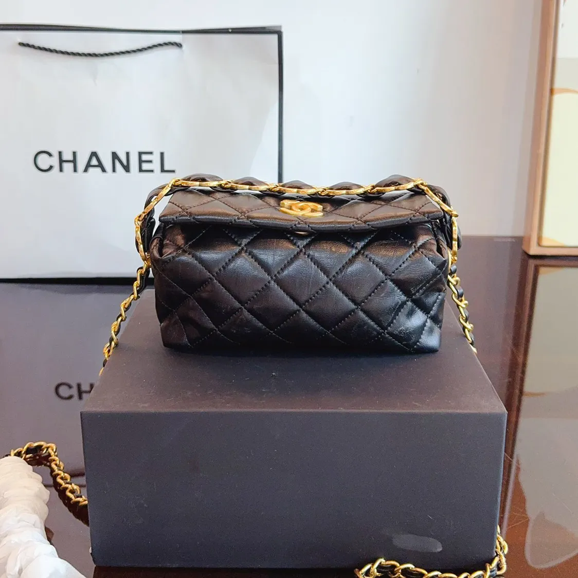 Small CC Links Hobo Bag