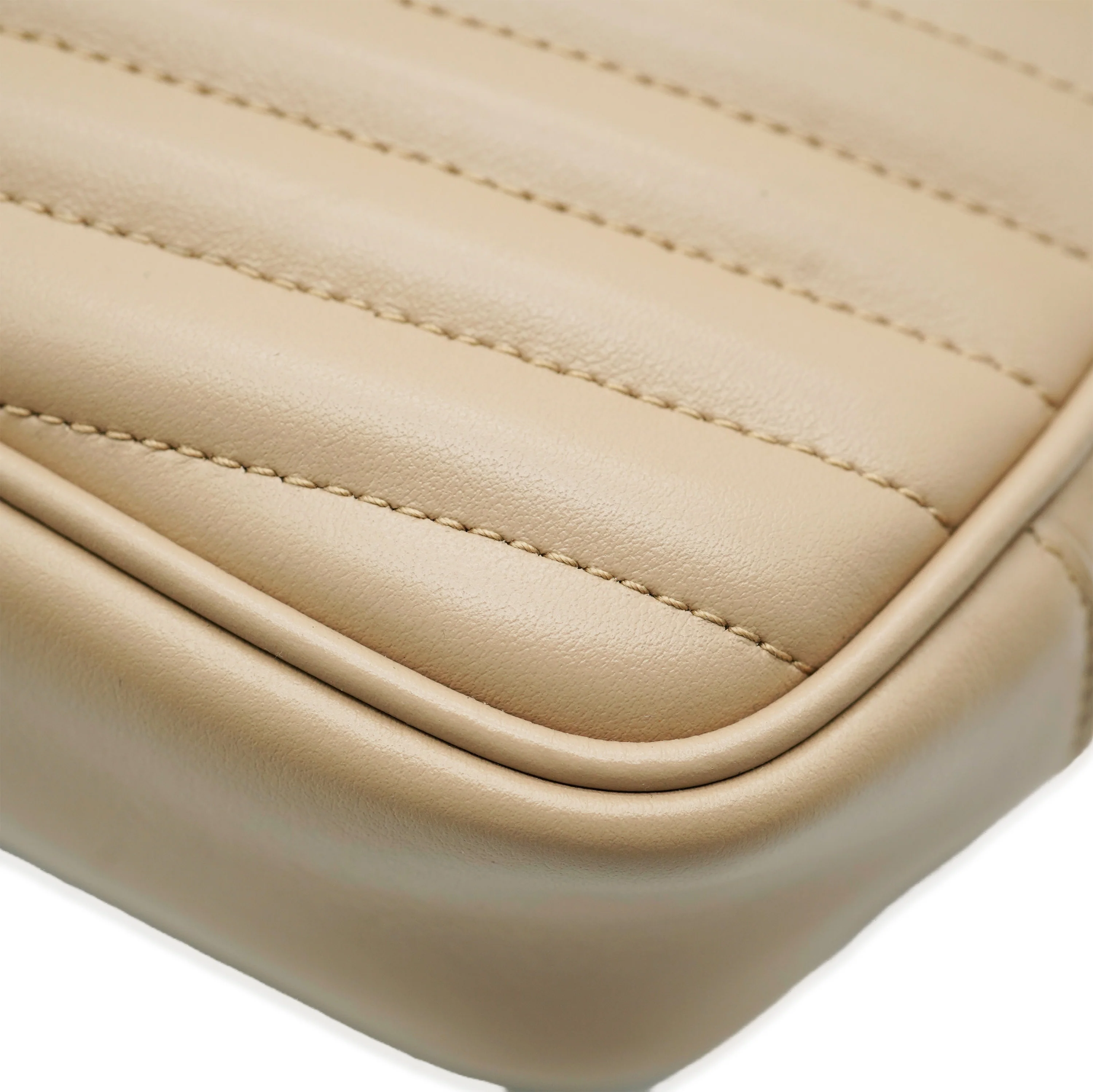 Saint Laurent Beige Chevron Calfskin Mini Lou Camera Bag